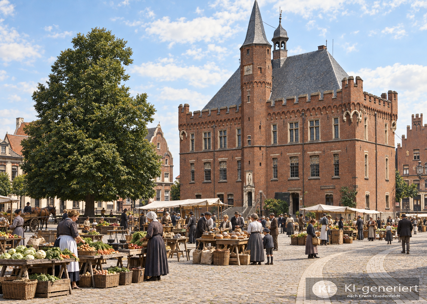Kalkar-Rathaus-Wochenmarkt-KI 1910